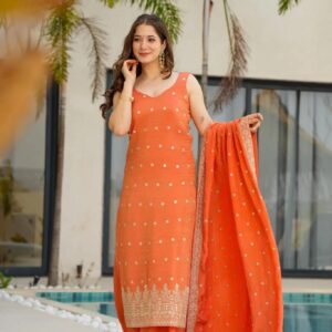 Orange Women Palazzo Kurtas Set online