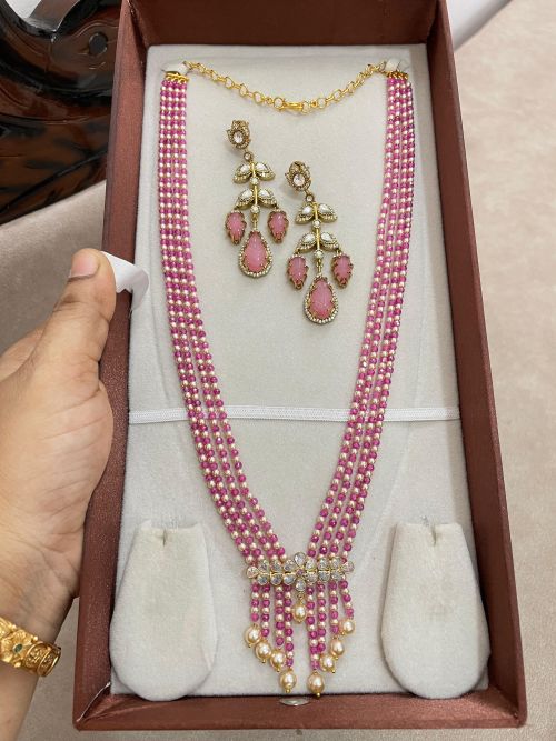 Pink CZ Beads long Haram