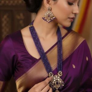 Purple Beaded Necklace Set