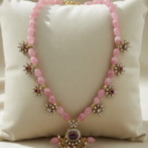 pink beads necklace set