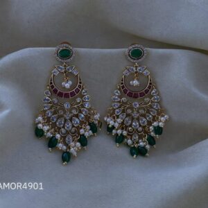 Traditional Chandbali Earrings Emeralds
