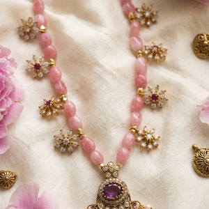 pink beads necklace set