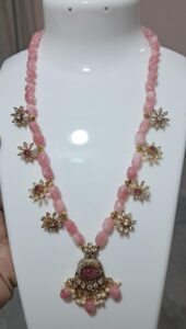 pink beads necklace set
