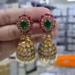 polki stone jhumka earrings