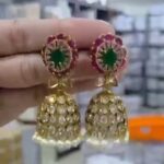 polki stone jhumka earrings online