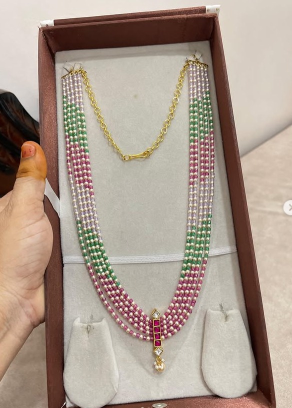 multi color beads long necklace