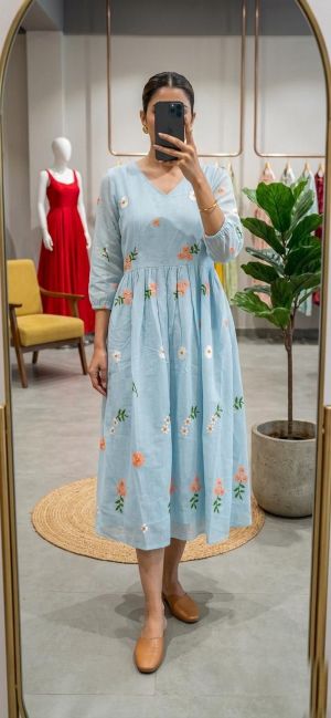 chanderi maxi dress for women