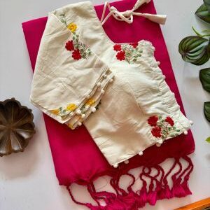 khadi cotton sarees with stitched blouse