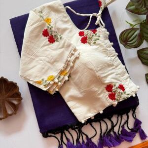 khadi cotton sarees with stitched blouse