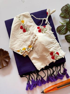 khadi cotton sarees with stitched blouse