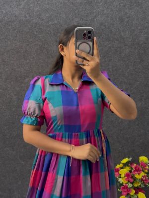 latest madras checks frocks