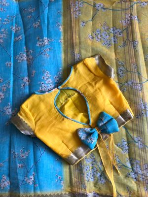linen saree with blouse - Image 4