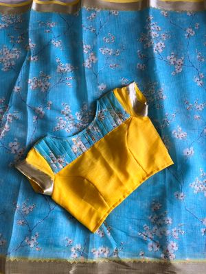 linen saree with blouse - Image 5